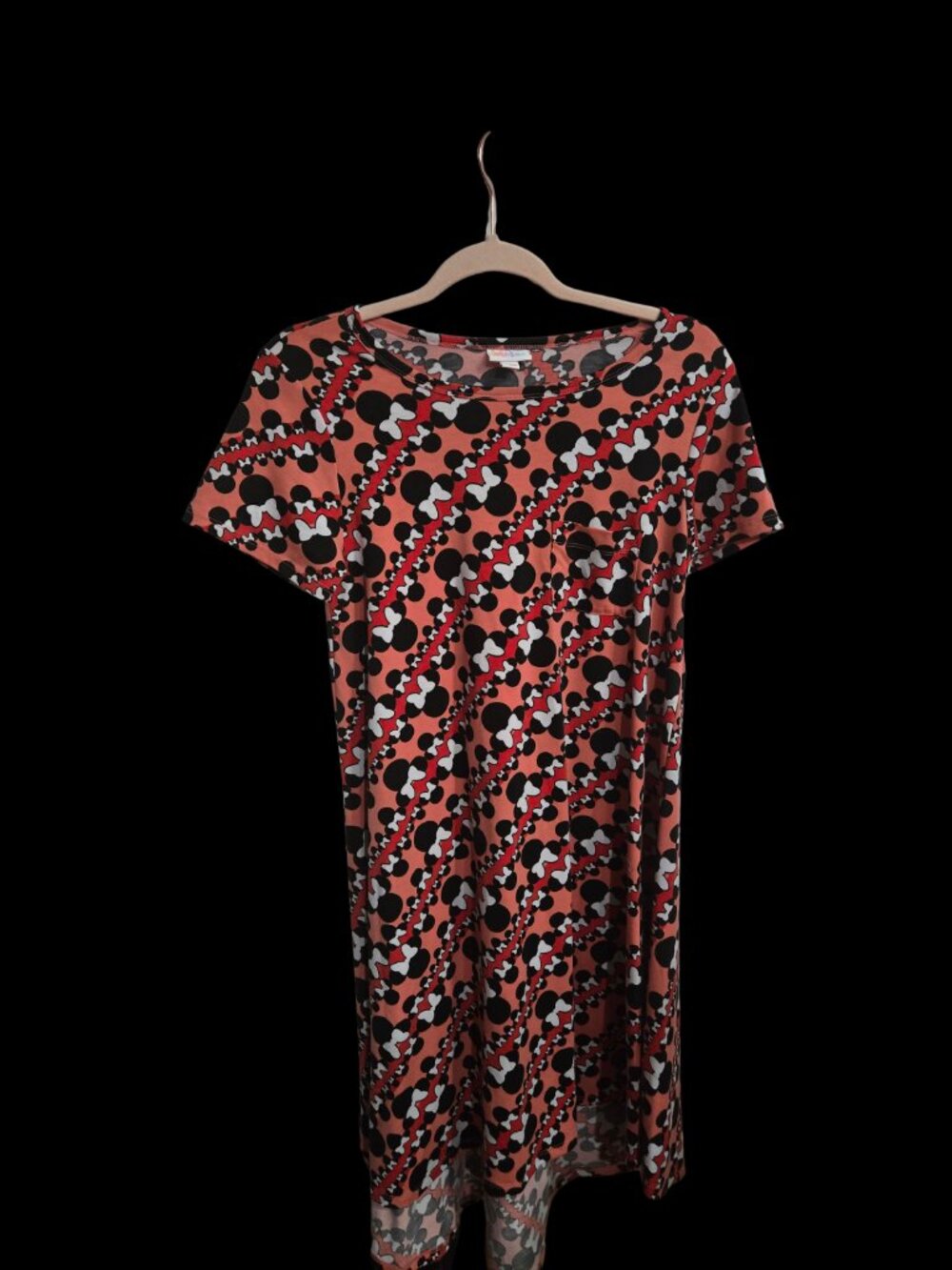 Disney Minnie Mouse T-Shirt Dress Womens XS Coral Short Sleeve Chest Pocket